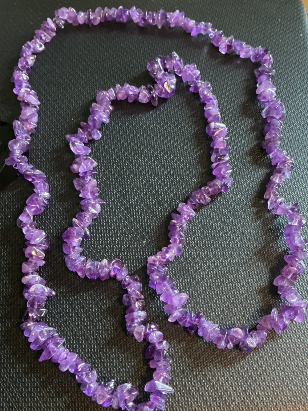 Natural Purple Amethyst Chip Necklace